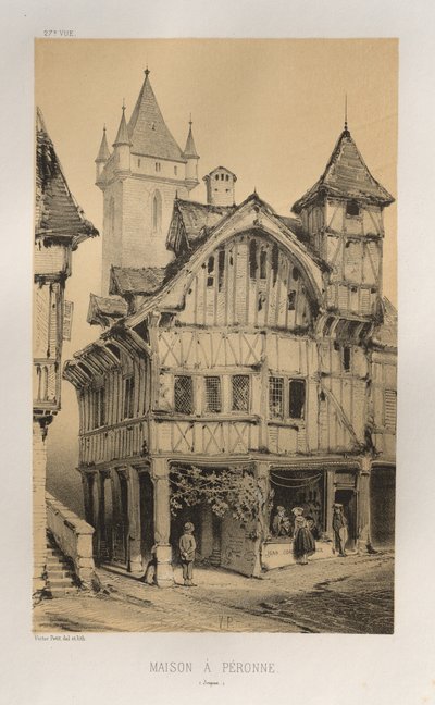 Pittoresk arkitektur eller monumenter fra det 15. århundre. Og XVI. Centuries: Chateaux De France av XV og XVI Centuries: Pl. 27, House A Peronne (Somme) av Victor Petit