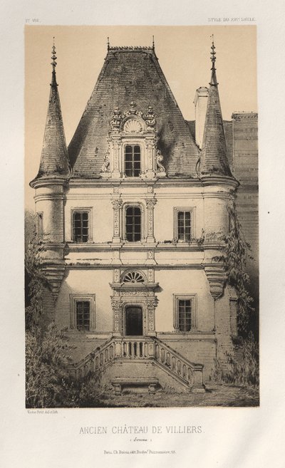 Pittoresk arkitektur eller monumenter fra det 15. århundre. Og XVI. Centuries: Chateaux De France av XV og XVI Centuries: Pl. 1, Old Chateau of Villiers (Somme) av Victor Petit