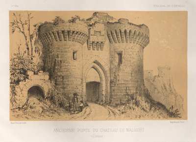 ...Pl.6, gammel dør til Chateau De Malmort Correze, 1860. av Victor Petit