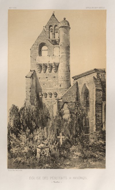 ...pl. 40, Penitentens kirke i Avignon Vaucluse, 1860. av Victor Petit