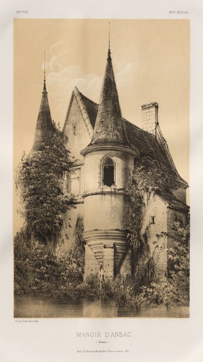...pl. 98, herregård i Ansac Corrèze, 1860. av Victor Petit