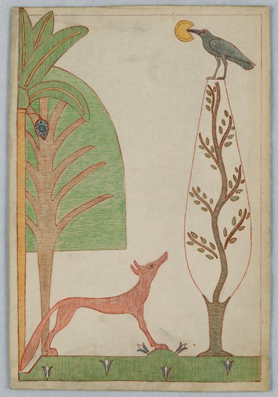 The Fox and the Crow, illustrasjon for Aesops fabler av Victor Wilbour