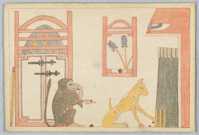 Apen og katten, illustrasjon for Aesops fabler av Victor Wilbour