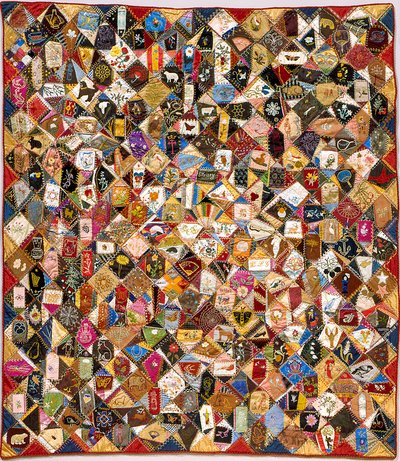 Crazy Quilt (silke, bomull, ull, lin, oppstykket, brodert) av Victoriene Parsons Mitchell