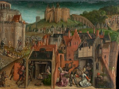 Titus' erobring av Jerusalem (olje på panel) (detalj av 470981) av Vienna Master of Mary of Burgundy