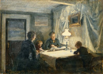 Kveld i Skagen (Kunstnerens familie) av Viggo Johansen