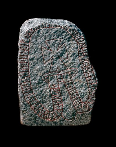 Viking: Runestein med korsgraffiti. 10. århundre. av Viking