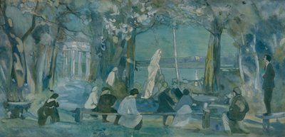 Scenedesign for stykket Måken av A. Chekhov, 1898 av Viktor Andreyevich Simov