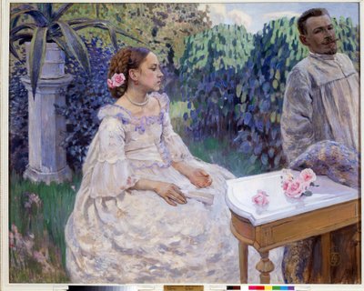 ""Selvportrett med søster"" (Selvportrett med søster) Maleri av Viktor (Victor) Elpidiforovich Borisov-Musatov (Borisov Musatov) (1870-1905) 1898 Statens russiske museum, St. Petersburg av Viktor Elpidiforovich Borisov Musatov