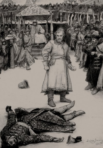 Illustrasjon til diktet The Song of the Merchant Kalashnikov av M. Lermontov, 1891. av Viktor Mikhaylovich Vasnetsov
