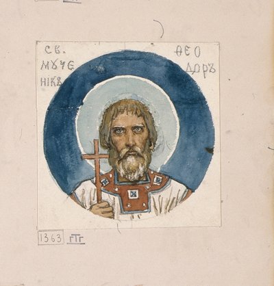 Saint Theodore the Varangian Studerer etter fresker i St. Vladimirs katedral i Kiev, 1884-1889 av Viktor Mikhaylovich Vasnetsov