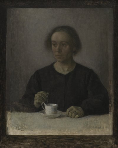 Ida Hammershøi, Kunstnerens kone, med tekopp av Vilhelm Hammershøi
