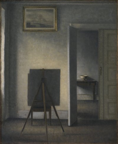 Interiør med kunstnerens staffeli av Vilhelm Hammershøi