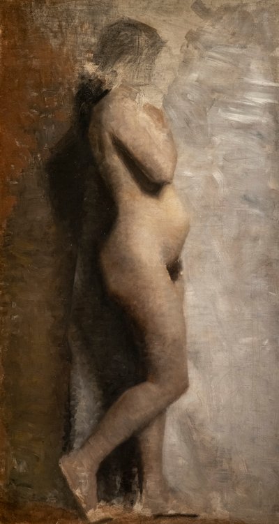 Naken kvinnelig modell, profil av Vilhelm Hammershoi