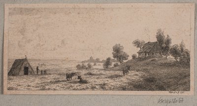 Landskap med våningshus og hytte av Vilhelm Kyhn