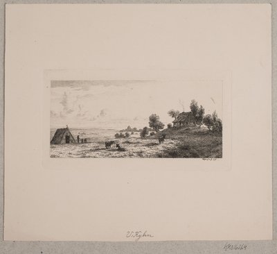 Landskap med våningshus og hytte av Vilhelm Kyhn