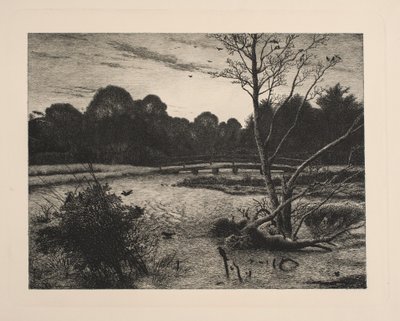 Solnedgang i en skog av Vilhelm Kyhn
