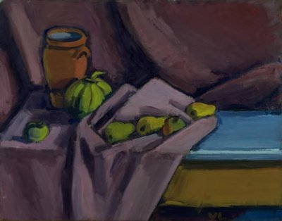 Stilleben med en krukke og frukt av Vilhelm Lundstrøm