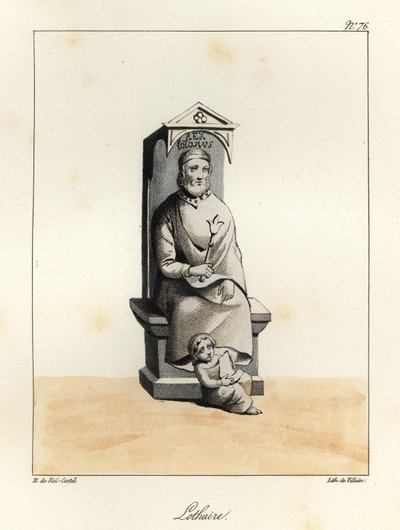 Statue av Lothar I, Lothar I, karolingisk keiser, konge av Italia og Midt-Francia, 795-855 av Villain Villain