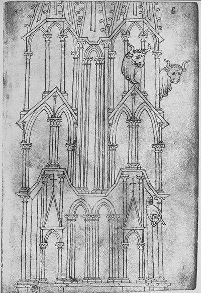 Høyde av tårnet til Laon katedral (penn og blekk på papir) av Villard de Honnecourt