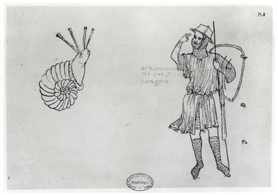 Fol.2 Snegl og ungarsk soldat (faksimilekopi) av Villard de Honnecourt