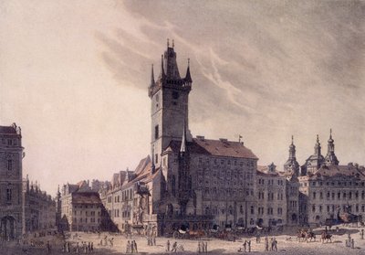 Gamle rådhuset (farget etsning) av Vincenc Morstadt
