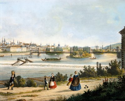 Praha ved Moldava-elven (Vltava), av Vincent Morstadt, Tsjekkia av Vincenc Morstadt
