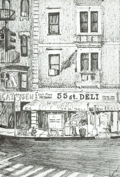 55th street New York, 2003, (blekk på papir) av Vincent Alexander Booth