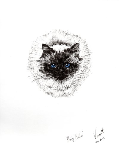 Babyball, 2015, (blekk på papir) av Vincent Alexander Booth
