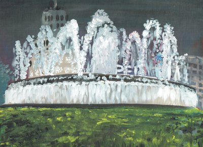Barcelona natt, 1994, (akryl på lerretstavle) av Vincent Alexander Booth