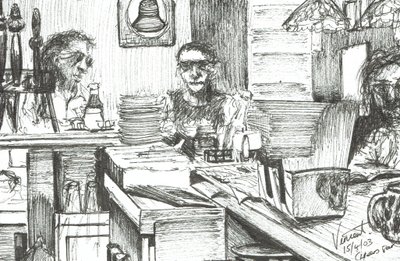 Cheers Bar Boston USA, 2003, (blekk på papir) av Vincent Alexander Booth