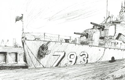 Destroyer 793 Boston Maritime Museum, 2003, (blekk på papir) av Vincent Alexander Booth