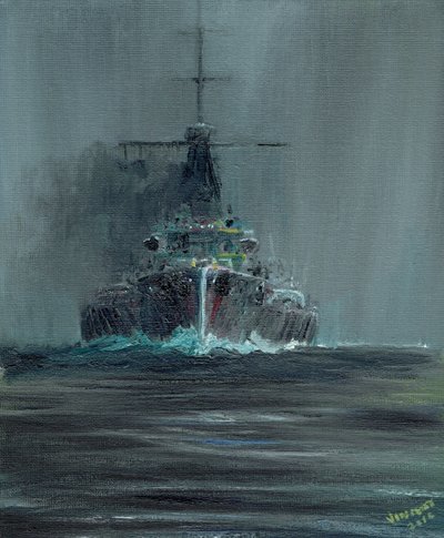 Dreadnought 1907, 2016, (olje på lerretstavle) av Vincent Alexander Booth