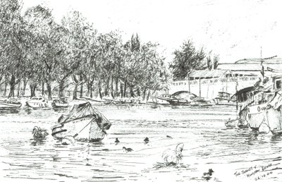 Kingston Bridge London, 2004, (blekk på papir) av Vincent Alexander Booth