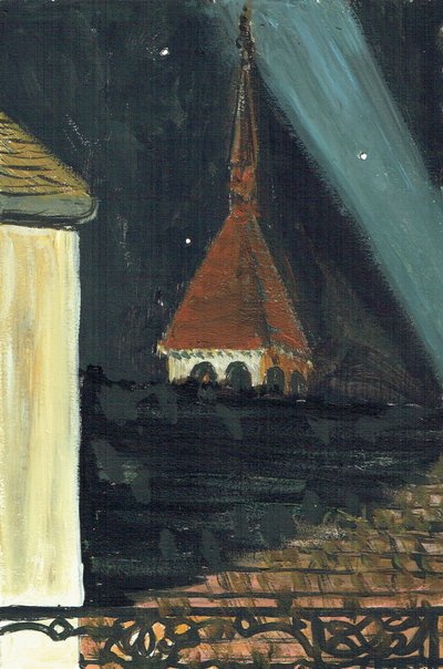 Laignes Frankrike takutsikt om natten, 2006 av Vincent Alexander Booth