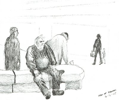 Man at Kendal, 2005, (blekk på papir) av Vincent Alexander Booth