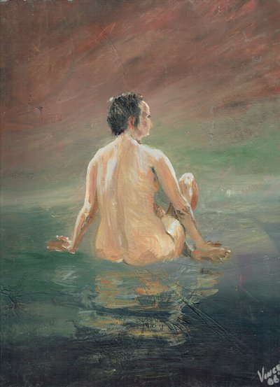 Naken, 2006, (akryl på lerretstavle) av Vincent Alexander Booth