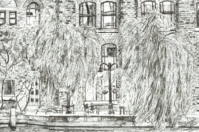 Pitcher and Piano Manchester, 2005, (blekk på papir) av Vincent Alexander Booth