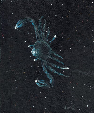 Stjernetegn Kreft, 2016, (olje på lerretstavle) av Vincent Alexander Booth