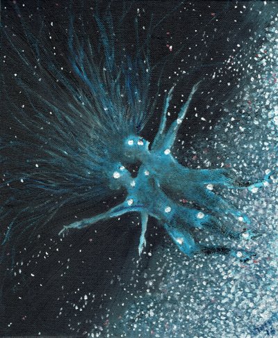 Stjernetegn Geminii, 2016, (olje på lerretstavle) av Vincent Alexander Booth