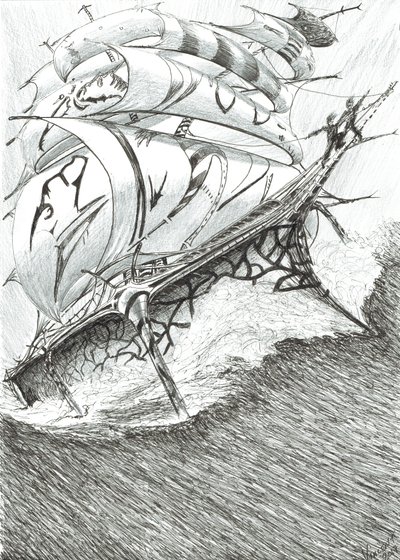 Storm Creators Arafura Sea, 2017, (blekk på papir) av Vincent Alexander Booth