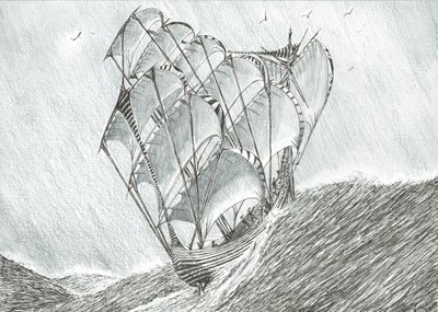 Storm Creators Coral Sea, 2017, (blekk på papir) av Vincent Alexander Booth