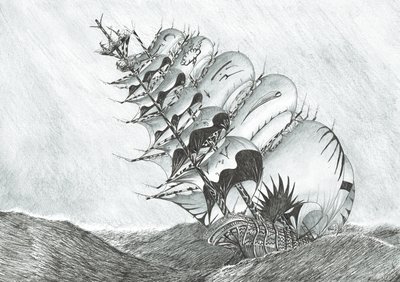 Storm Creators East China Sea, 2017, (blekk på papir) av Vincent Alexander Booth