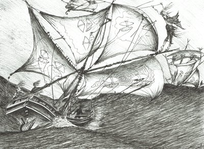 Storm Creators Indiahavet, 2017, (blekk på papir) av Vincent Alexander Booth
