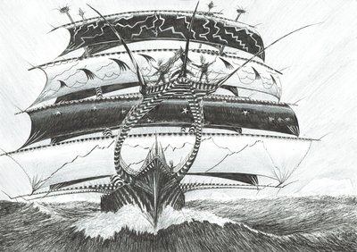 Storm Creators King Haakon VII Sea, 2017, (Blekk på papir) av Vincent Alexander Booth