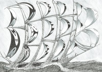 Storm Creators Laccadive Sea, 2017, (blekk på papir) av Vincent Alexander Booth