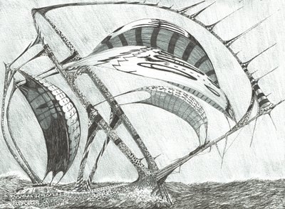 Storm Creators Laptev Sea, 2017, (blekk på papir) av Vincent Alexander Booth