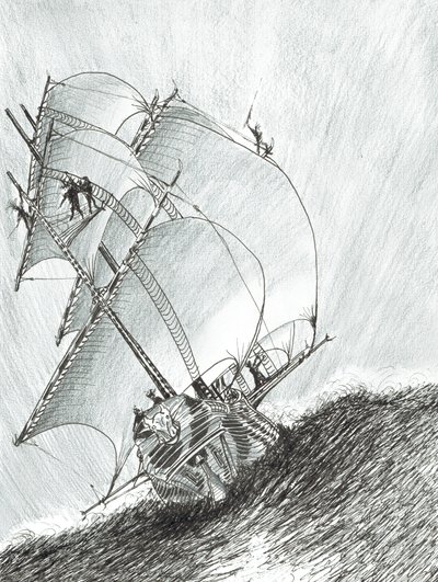 Storm Creators Molucca Sea, 2017, (blekk på papir) av Vincent Alexander Booth
