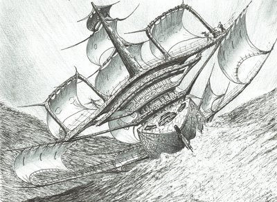 Storm Creators Risser-Larson Sea, 2017, (blekk på papir) av Vincent Alexander Booth