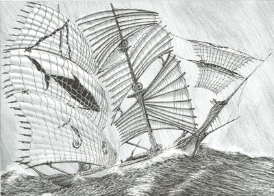 Storm Creators Savu Sea, 2017, (blekk på papir) av Vincent Alexander Booth